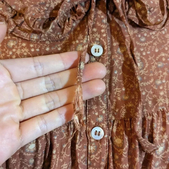 Doen Billie Jean Top Blouse Tamarillo Prairie Paisley Orange Ruffle Small - Picture 5 of 7